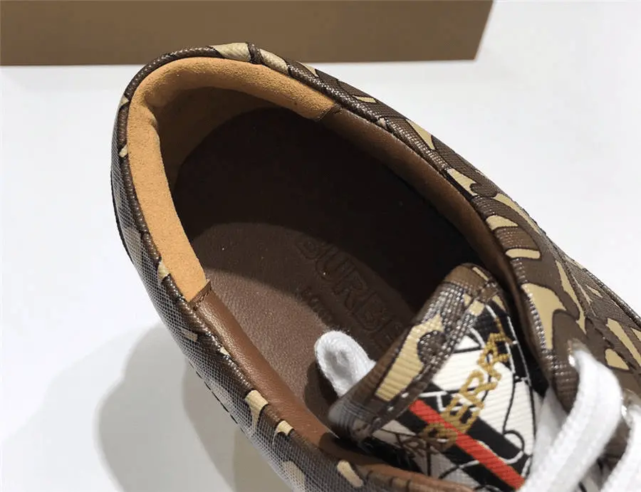 Giày Burberry Brown Monogram Stripe Print E-Canvas 80187541 - Ảnh 5