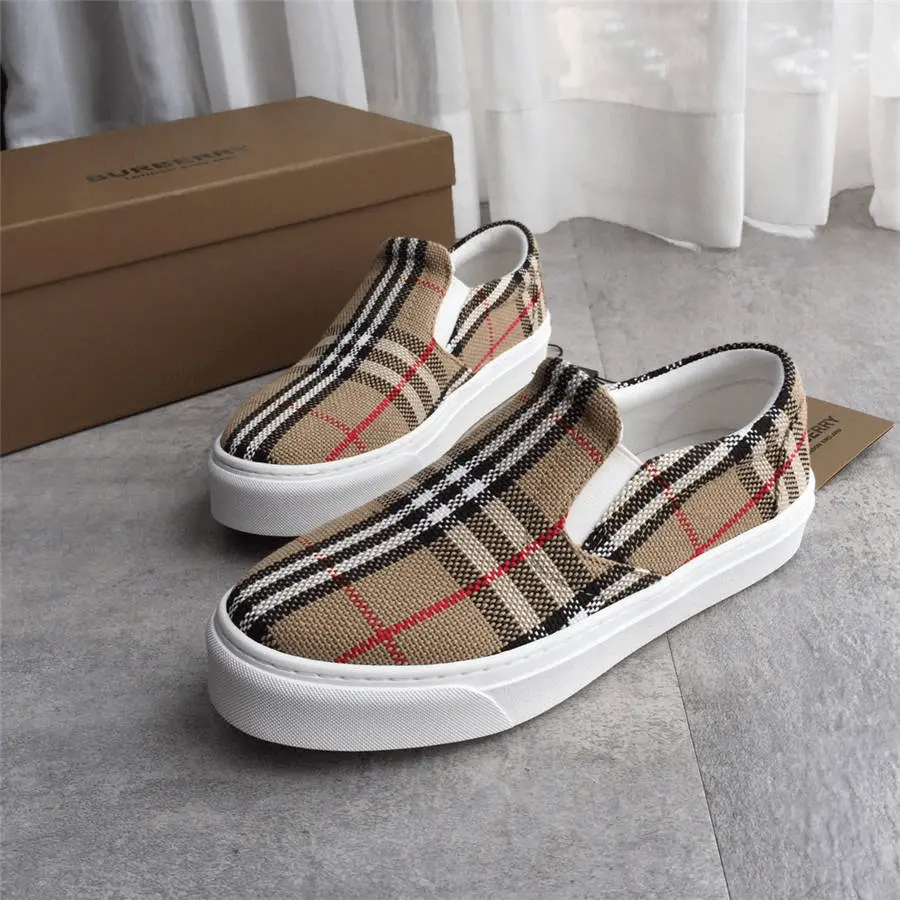 Giày Burberry Bio-based Sole Latticed Cotton Slip-on Beige 80321921 - Ảnh 4