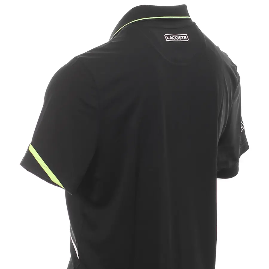 Áo Lacoste Polo Tennis Contrast Accent Pique Black WY DH8501-00-49K - Ảnh 6