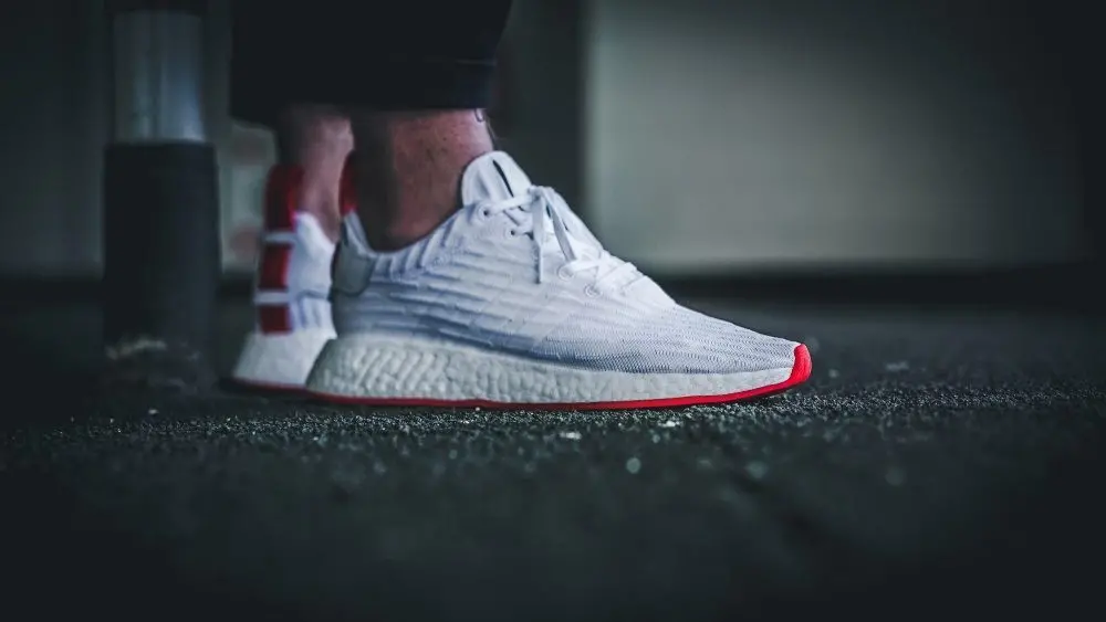 Giày Adidas NMD R2 Runner Primeknit 'White Red' BA7253 - Ảnh 4