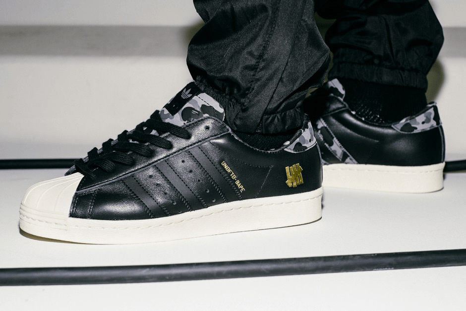 Giày Adidas Undefeated x A Bathing Ape x Superstars 80v 'Black' B34291 - Ảnh 5