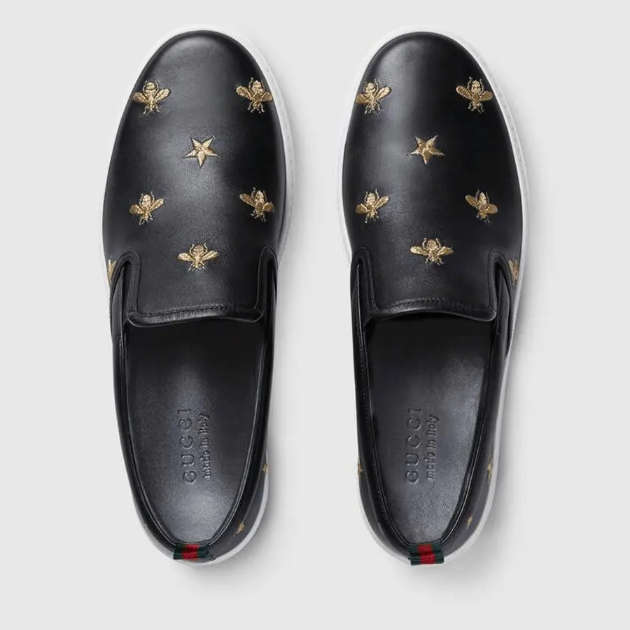 Alternative view of Giày Gucci Slip-On 'Bees - Black' 407364-AXWB0-1076