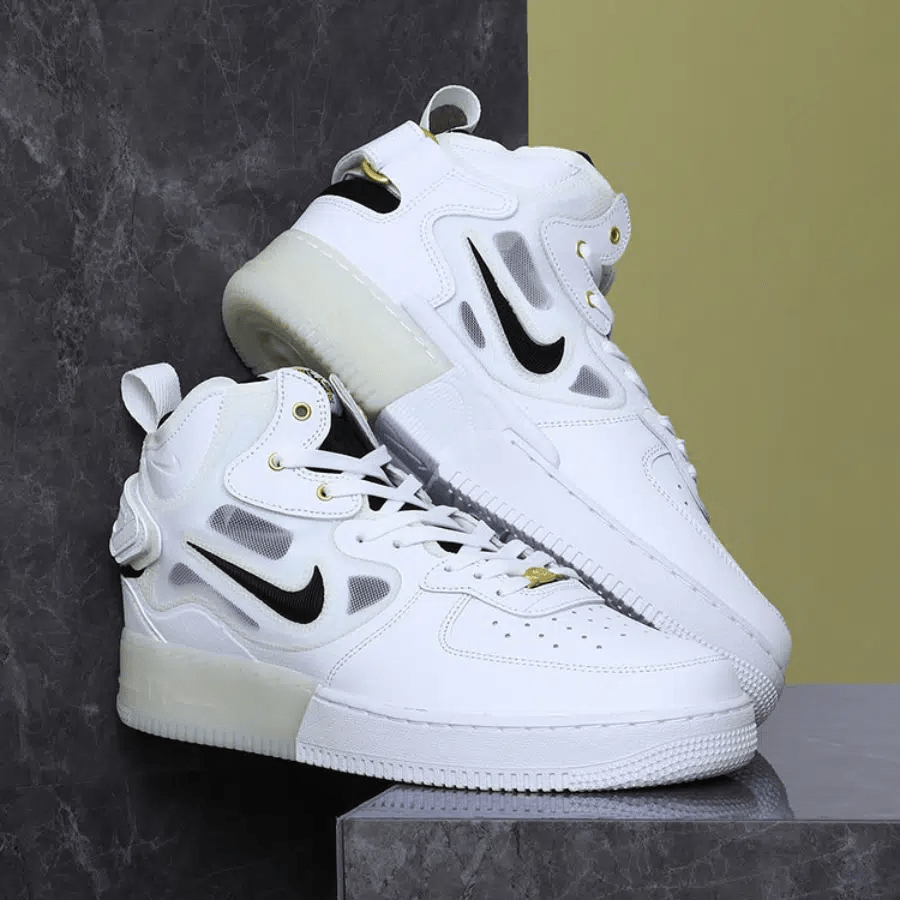 Giày Nike Air Force 1 Mid React '40th Anniversary White Black' DQ7668-100 - Ảnh 3