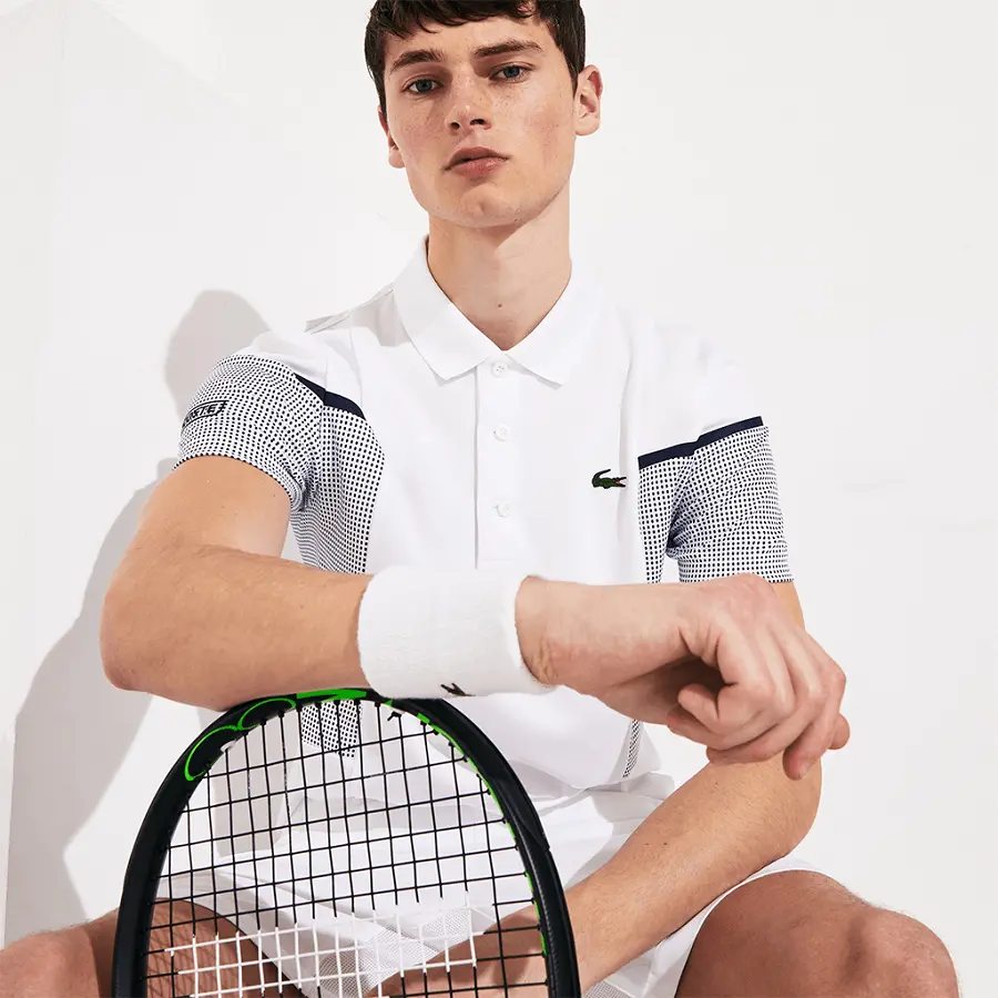 Áo Lacoste Polo SPORT Mesh Panel Tennis White DH4754-51-RHG - Ảnh 6