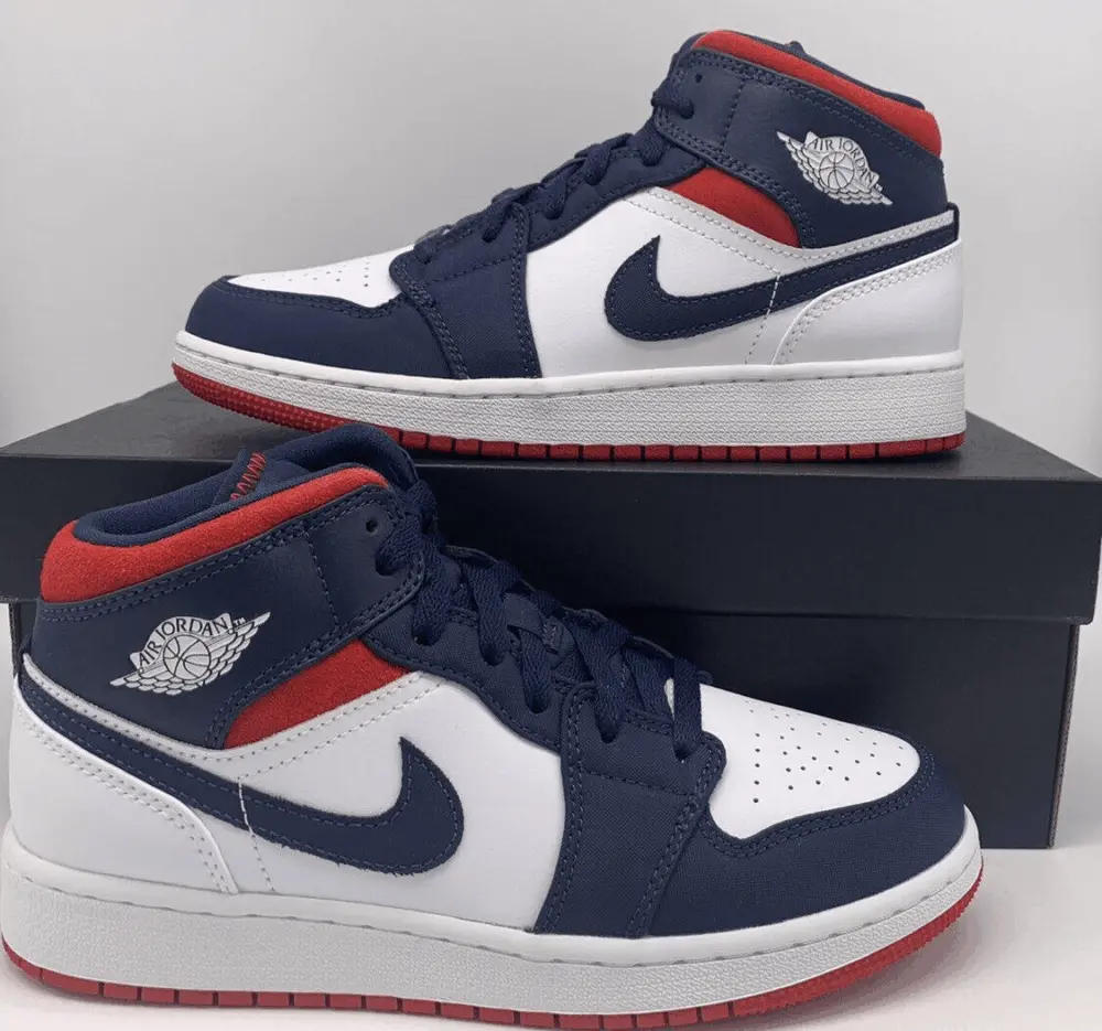 Giày Nike Air Jordan 1 Mid GS 'USA Olympic' BQ6931-104 - Ảnh 6