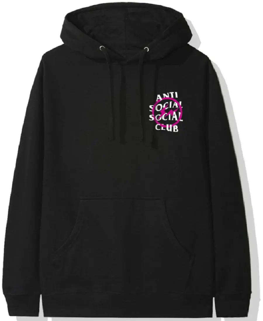 Áo Anti Social Social Club x Fragment Pink Bolt Hoodie Black ASSC-XFPBHBK
