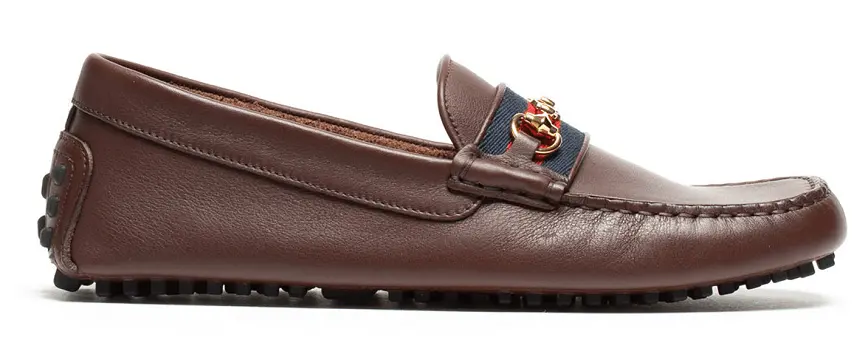 Giày Gucci Brown Leather Men's Green Interlocking G Horsebit 624698-1XH10-2160