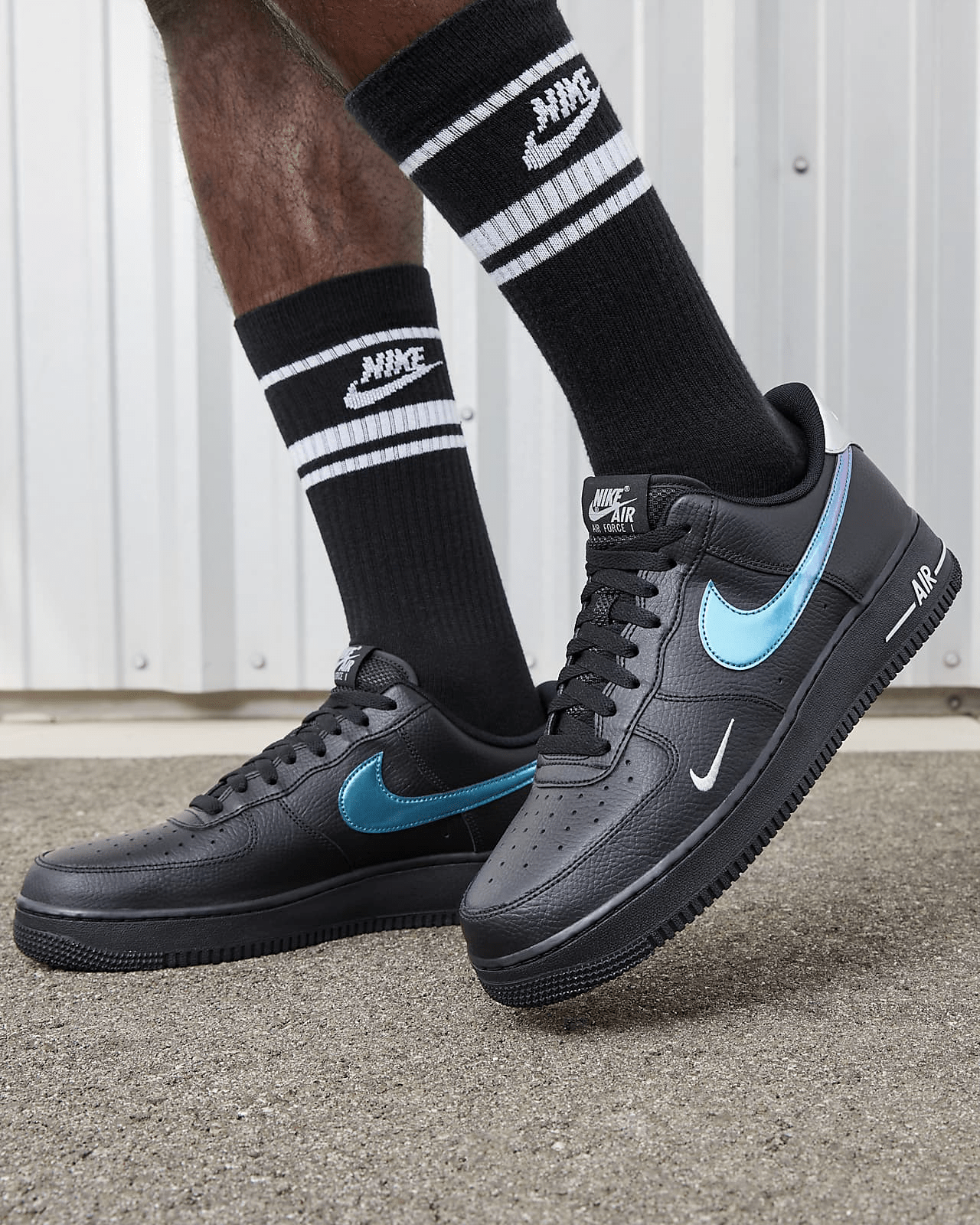 Giày Nike Air Force 1 '07 Low Black Blue Lightning FD0654-001 - Ảnh 4
