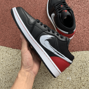 Alternative view of Giày Nike Air Jordan 1 Low 'Brushstroke Swoosh Black Red' DA4659-001