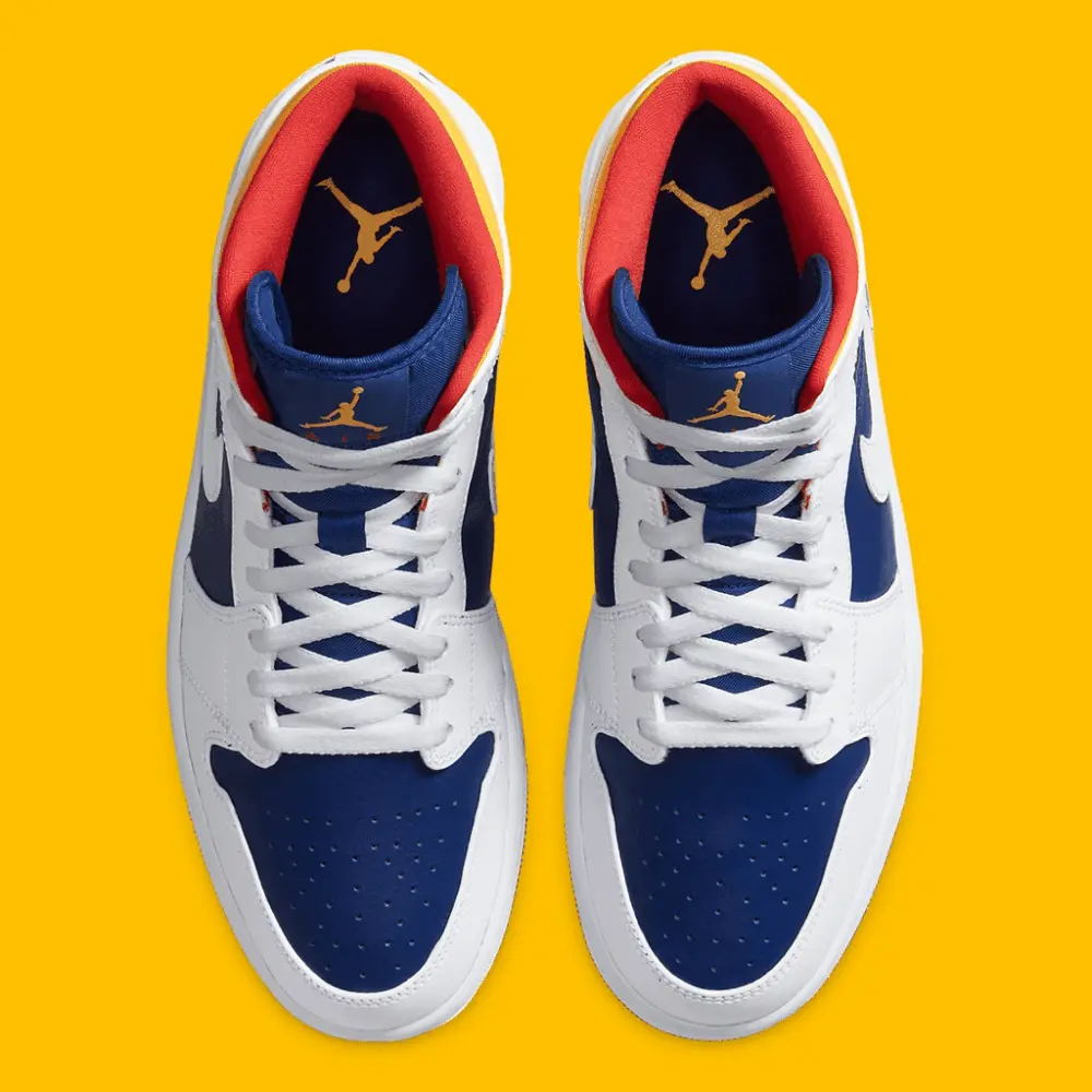 Giày Nike Air Jordan 1 Mid 'White Deep Royal Blue' 554724-131 - Ảnh 4