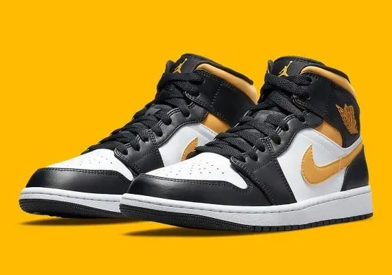 Giày Nike Air Jordan 1 Mid 'Black University Gold' 554724-177 - Ảnh 3