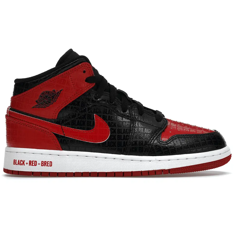 Giày Nike Jordan 1 Mid Bred Text GS DM9650-001