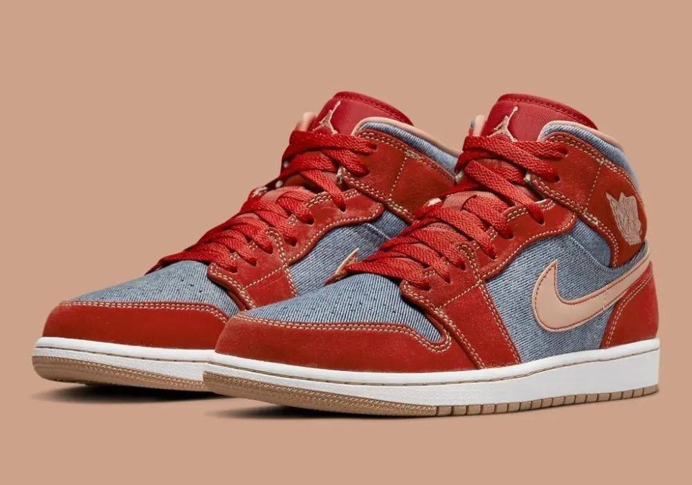 Giày Nike Air Jordan 1 Mid SE GS 'Denim Red' DM4384-600 - Ảnh 3
