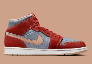 Alternative view of Giày Nike Air Jordan 1 Mid SE GS 'Denim Red' DM4384-600
