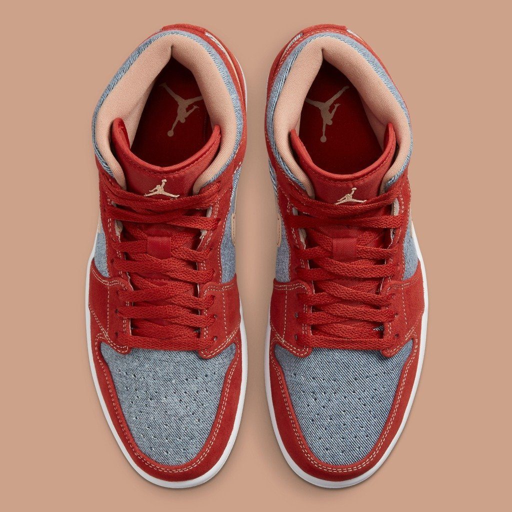 Giày Nike Air Jordan 1 Mid SE GS 'Denim Red' DM4384-600 - Ảnh 6