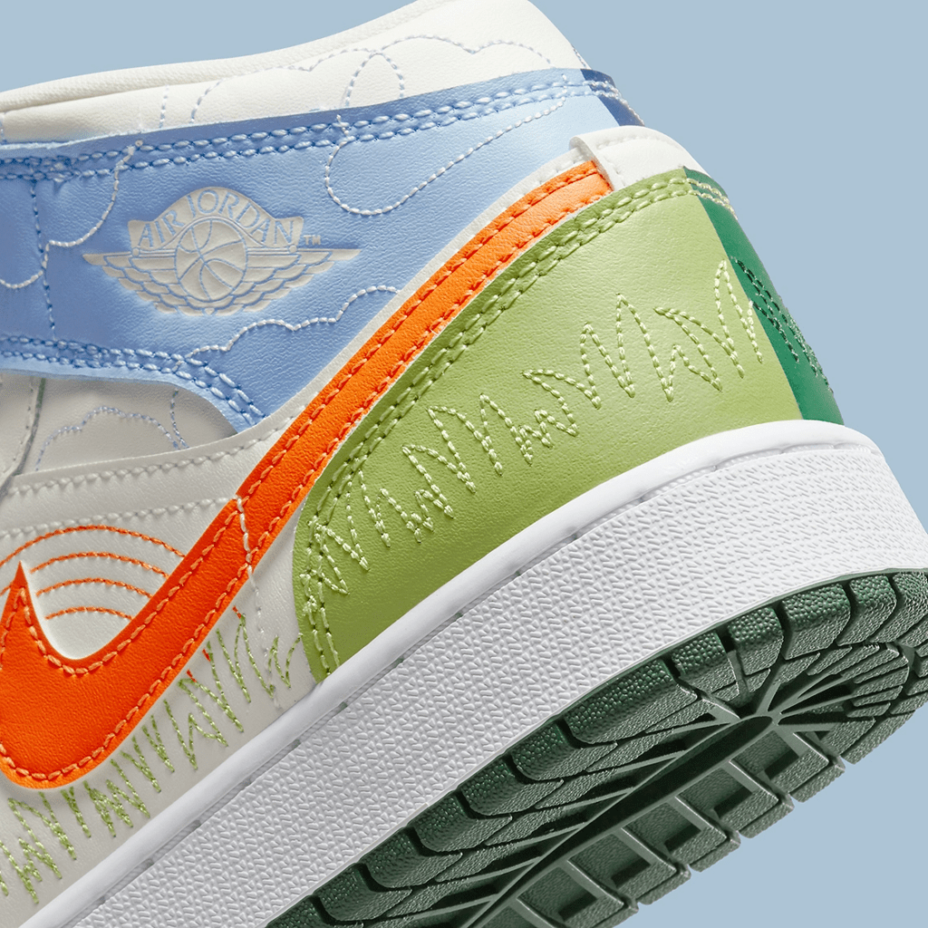 Giày Nike Air Jordan 1 Mid Stitch 'White Green Black' DX2462-100 - Ảnh 4