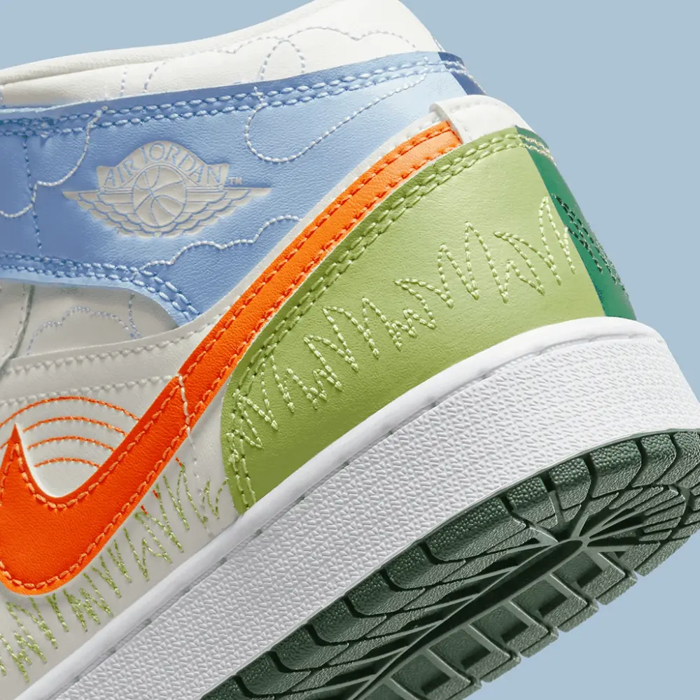 Giày Nike Air Jordan 1 Mid Stitch 'White Green Black' DX2462-100 - Ảnh 4