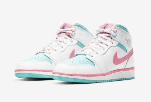 Alternative view of Giày Nike Air Jordan 1 Mid GS 'Digital Pink' 555112-102