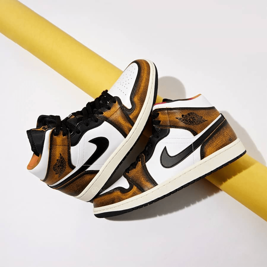 Giày Nike Air Jordan 1 Mid SE 'Orange Wear Away' DQ8417-071 - Ảnh 6