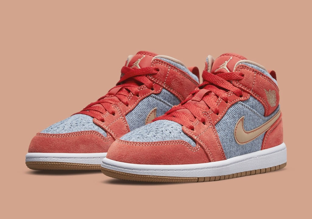 Giày Nike Air Jordan 1 Mid SE GS 'Denim Red' DM4384-600 - Ảnh 4