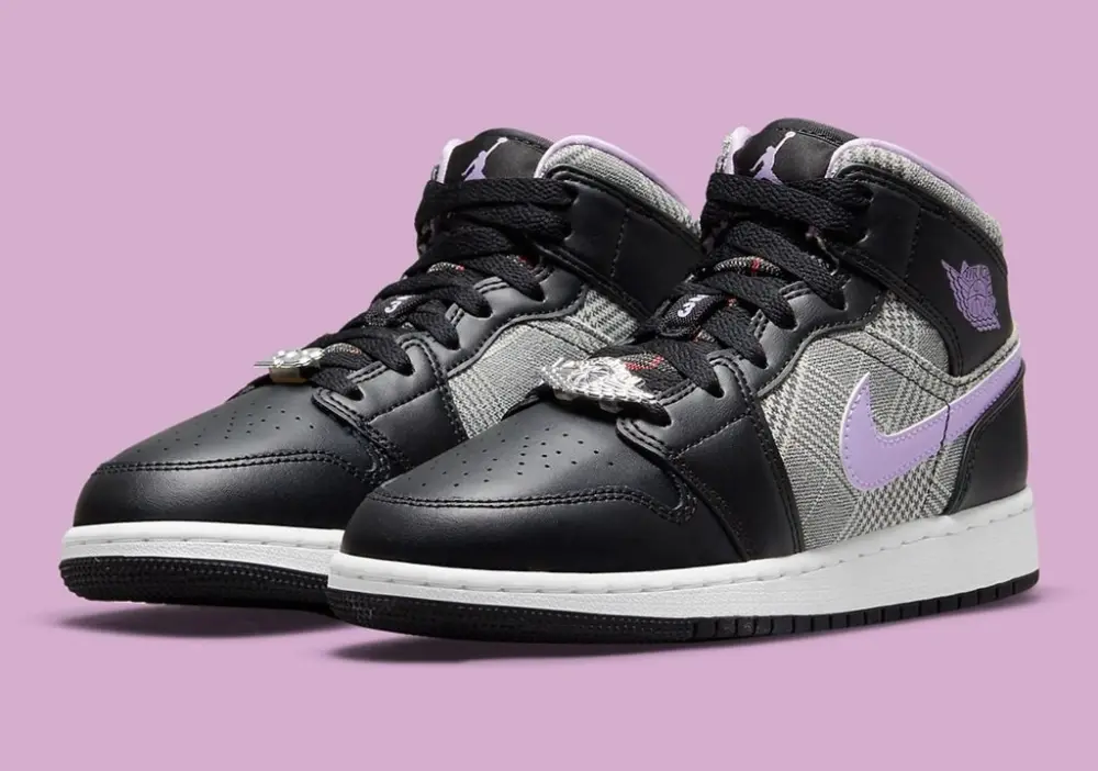 Giày Nike Air Jordan 1 Mid SE GS 'Houndstooth' DC7226-015 - Ảnh 3