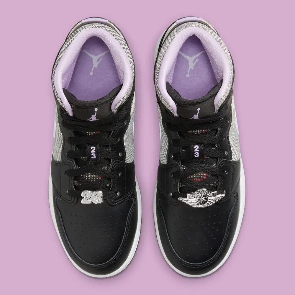 Giày Nike Air Jordan 1 Mid SE GS 'Houndstooth' DC7226-015 - Ảnh 6
