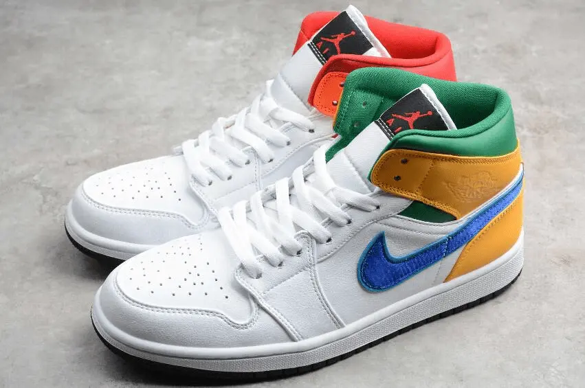 Giày Nike Air Jordan 1 Mid GS 'White Court Purple Teal' 554725-128 - Ảnh 3