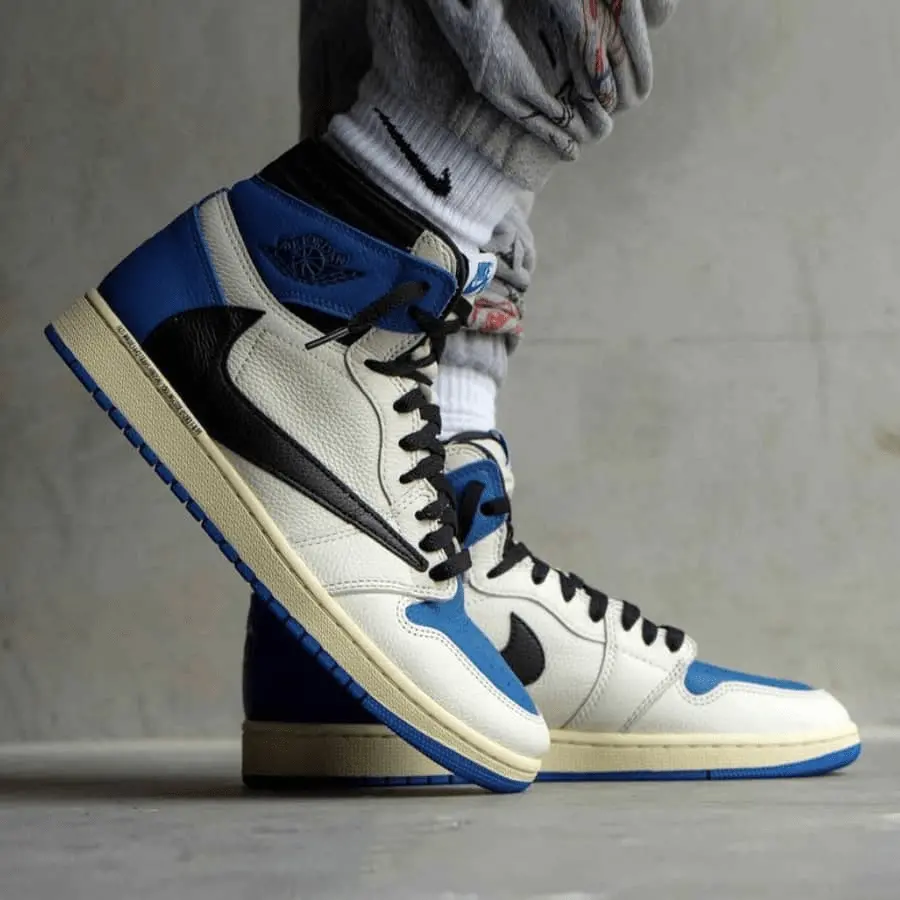 Giày Nike Fragment Design x Travis Scott x Air Jordan 1 Retro High 'Military Blue' DH3227-105 - Ảnh 5