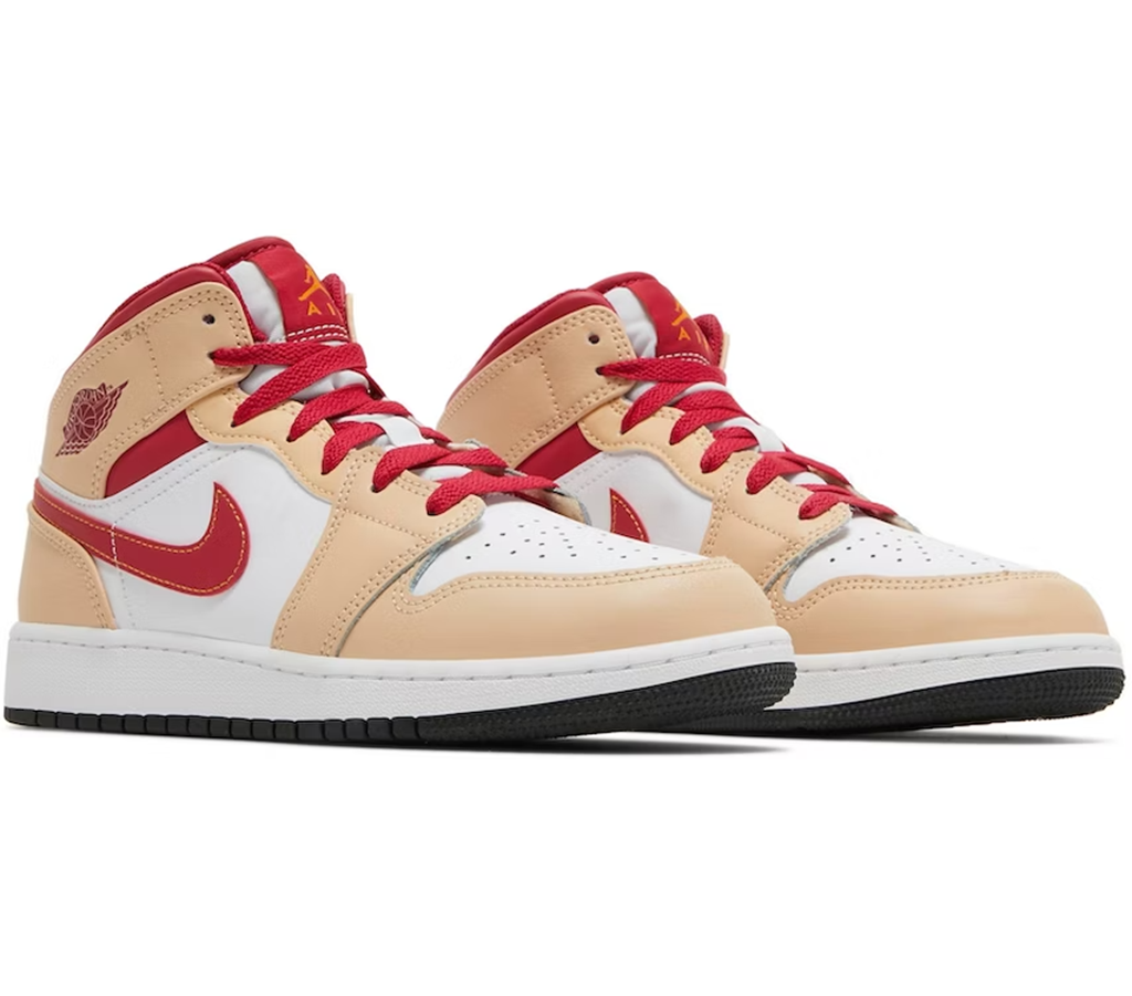 Giày Nike Jordan 1 Mid 'Light Curry Cardinal' 554725-201 - Ảnh 3