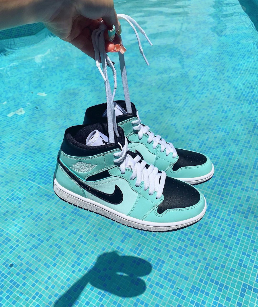Giày Nike Wmns Air Jordan 1 Mid 'Aqua Black' BQ6472-300 - Ảnh 6