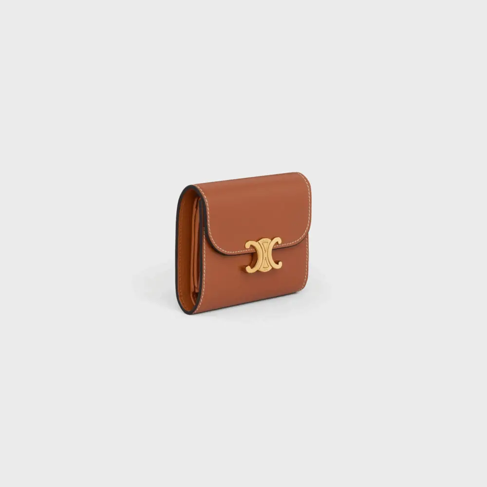 Ví Celine Small Wallet Triomphe Shiny Smooth Lambskin 'Tan' 10D783BZG-04LU - Ảnh 5