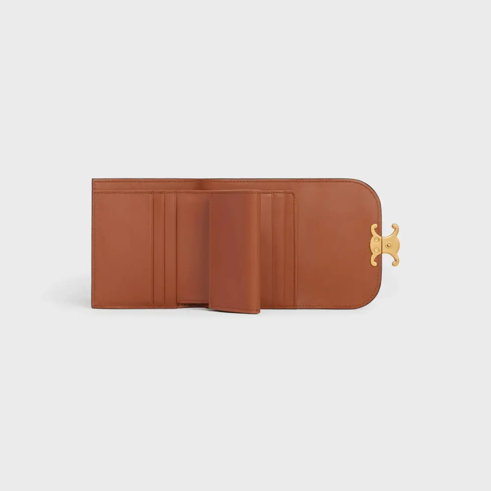 Ví Celine Small Wallet Triomphe Shiny Smooth Lambskin 'Tan' 10D783BZG-04LU - Ảnh 3