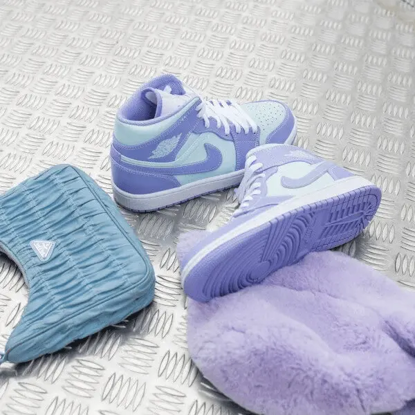 Giày Nike Air Jordan 1 Mid GS 'Purple Glacier Blue' 554725-500 - Ảnh 3