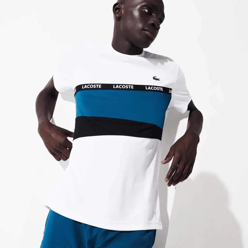 Áo Lacoste Sport Pique White Blue TH8427-51-4WL - Ảnh 3