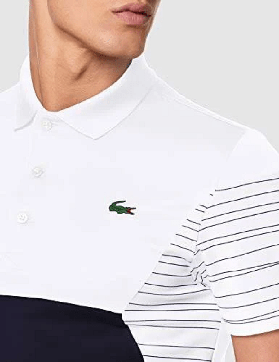 Áo Lacoste Polo Tennis Pique White Navy DH8488-51-0L3 - Ảnh 3