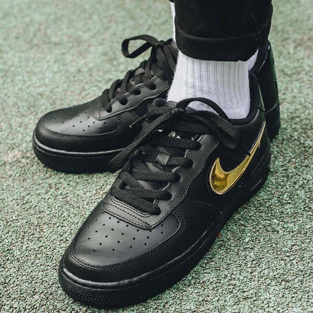 Giày Nike Air Force 1 Black Metallic Gold Removable Swoosh Pack - Ảnh 8