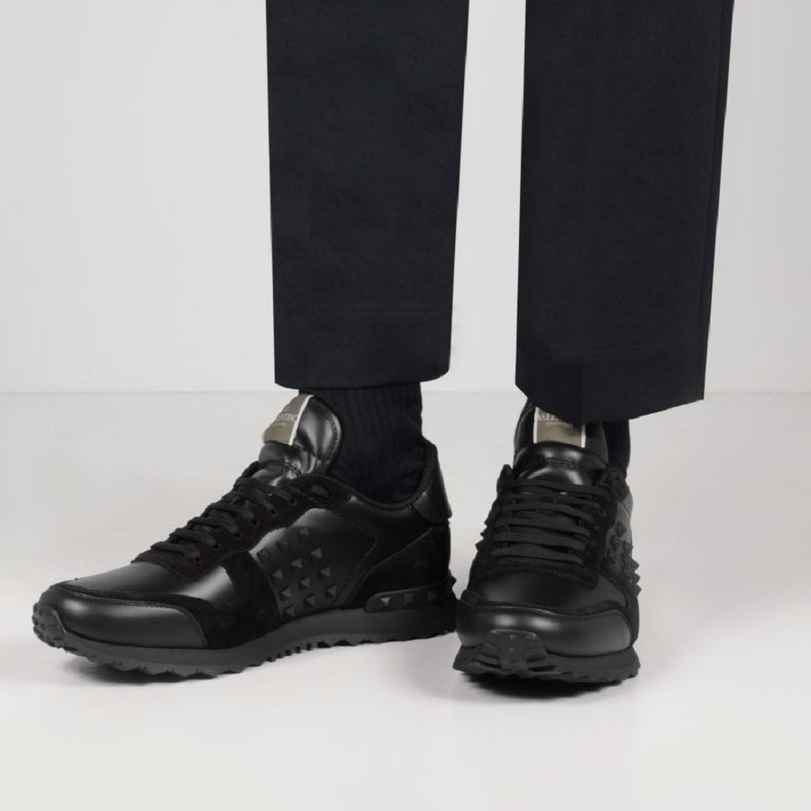 Giày Valentino Black Leather Rockstud WY2S0748VRJN01 - Ảnh 3