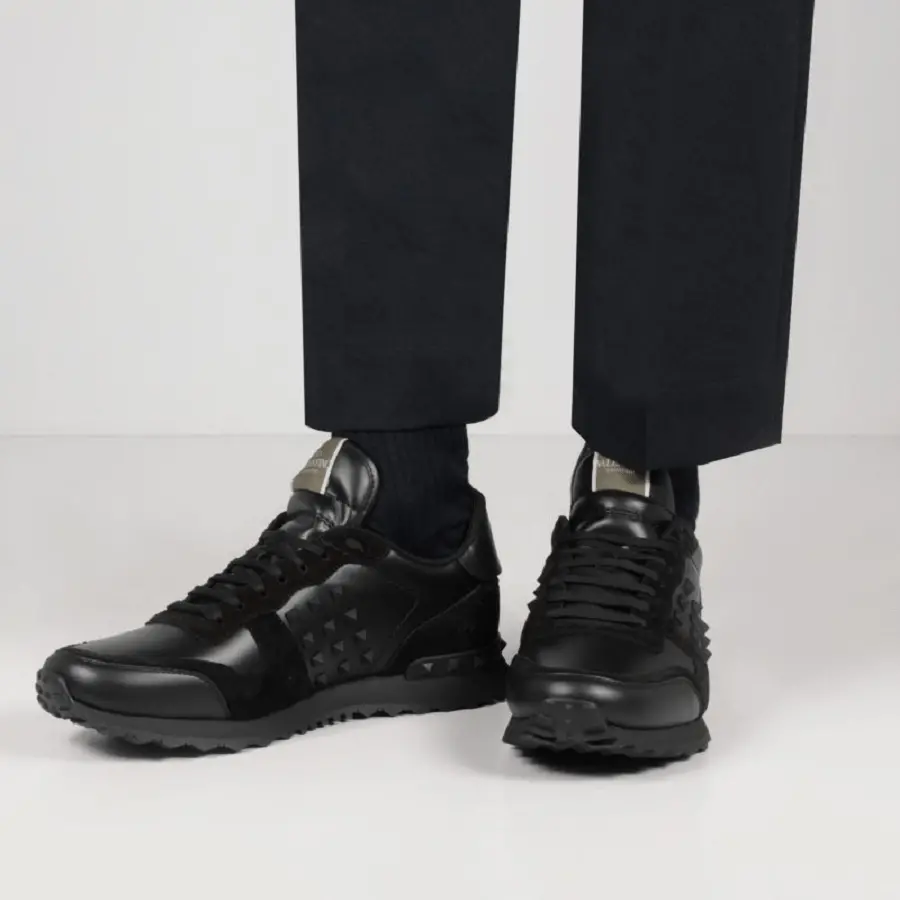 Giày Valentino Black Leather Rockstud WY2S0748VRJN01 - Ảnh 3