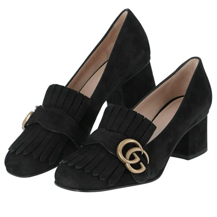 Giày Gucci Leather Mid-Heel Pump 408208-C2000-1000 - Ảnh 5