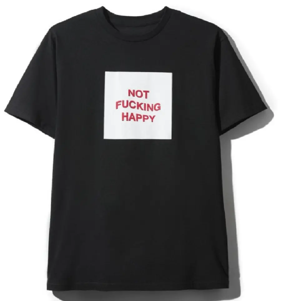 Áo Anti Social Social Club Not Fucking Happy Black Tee