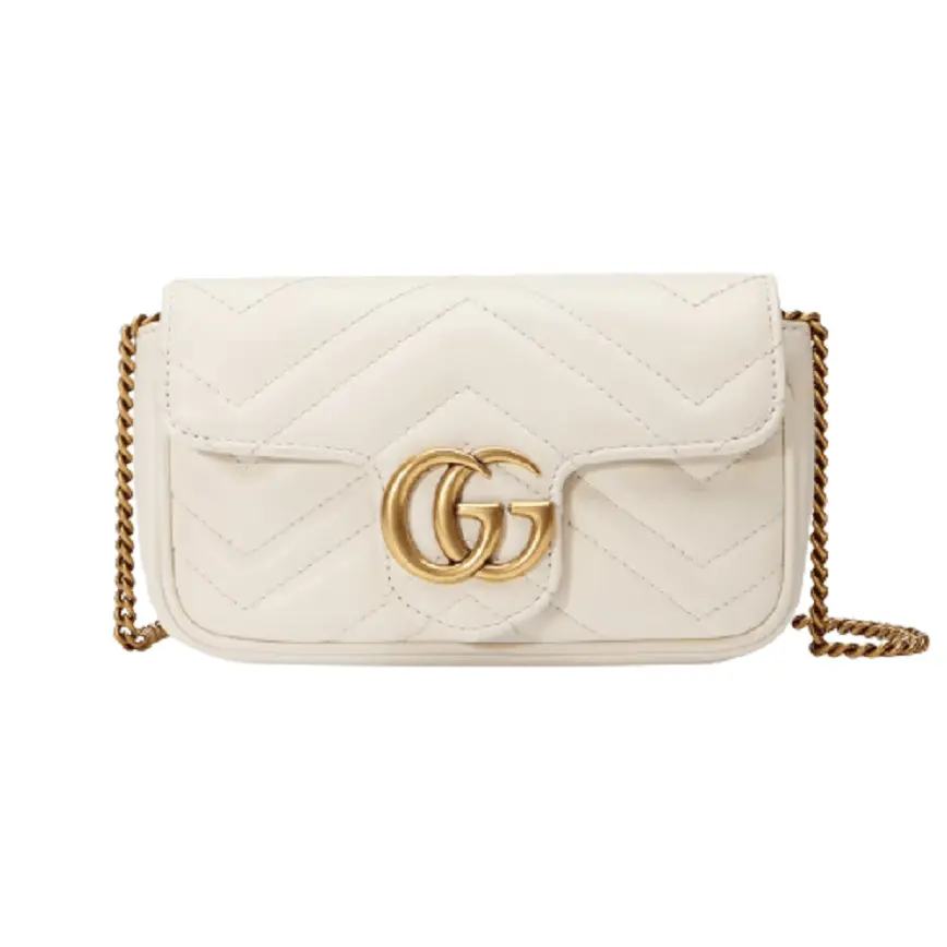Túi Gucci GG Marmont Matelassé Leather Super Mini White Chevron Leather 476433-DTDCT-9022