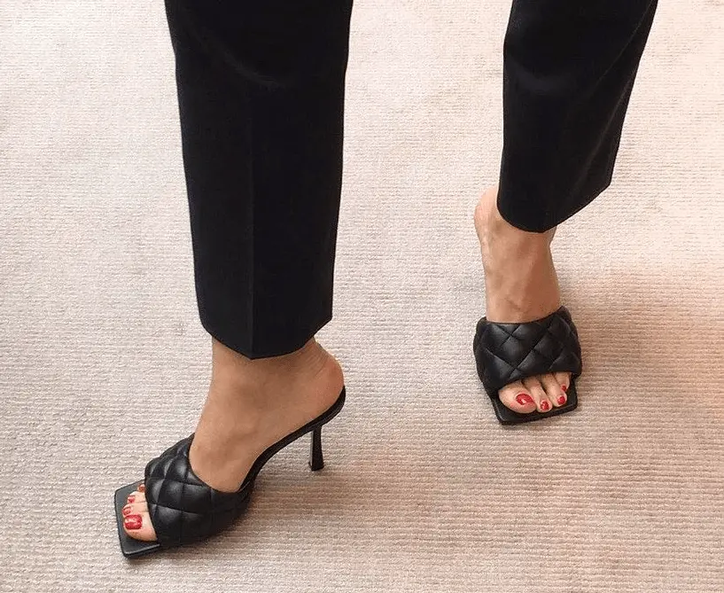 Giày Cao Gót Bottega Veneta Lido Mule 'Black' 608854VBSS01000 - Ảnh 4