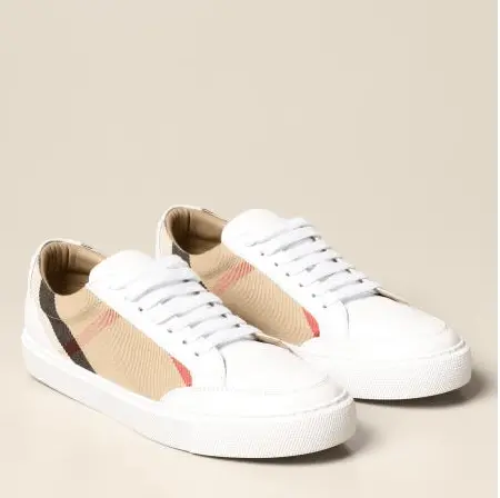 Giày Burberry House Check and Leather Optic White 80243261 - Ảnh 3