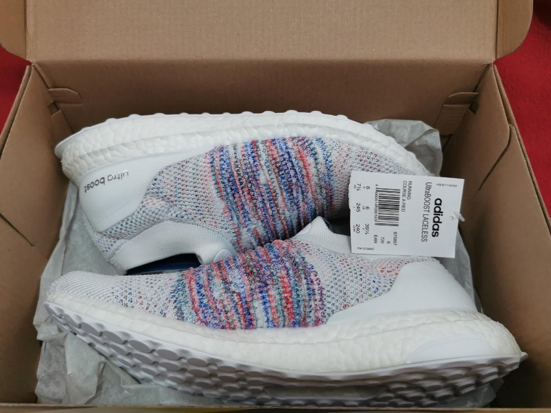 Giày Adidas Wmns Ultraboost Laceless 'White Multicolor' B75857 - Ảnh 6