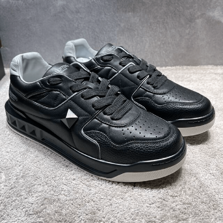 Giày Valentino One Stud Low-Top Nappa Black Gray WY2S0E71NWN00A - Ảnh 4