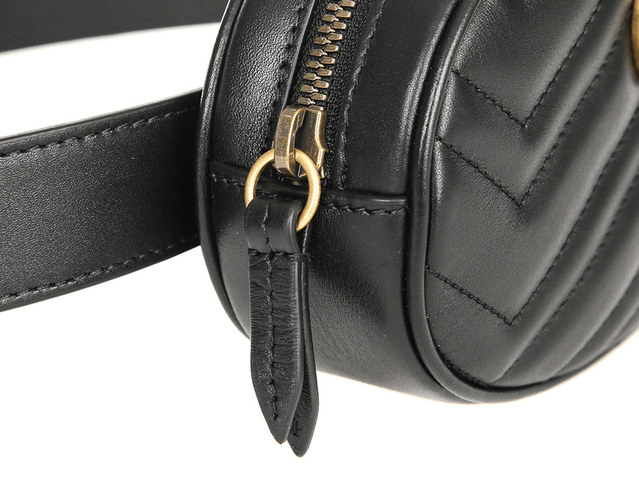 Túi Gucci Logo Detail Chevron Quilted Leather Belt Bag Black 491294 DSVRT 1000 - Ảnh 4