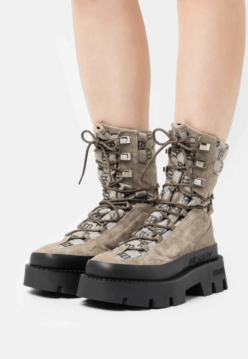 Giày MSIBHV The Ibiza Boot Monogram Taupe 3121BM628 - Ảnh 2