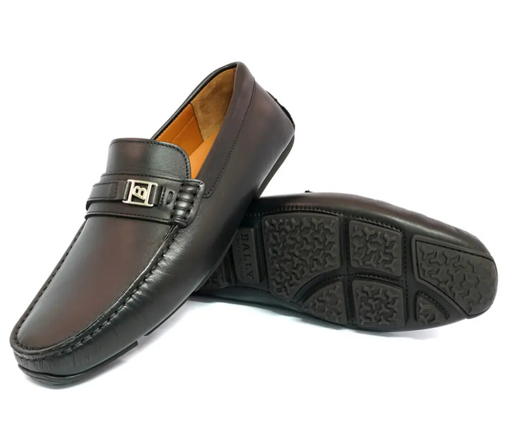 Giày Bally Leather Driver Piquet Loafers 'Black' 6221289 - Ảnh 4