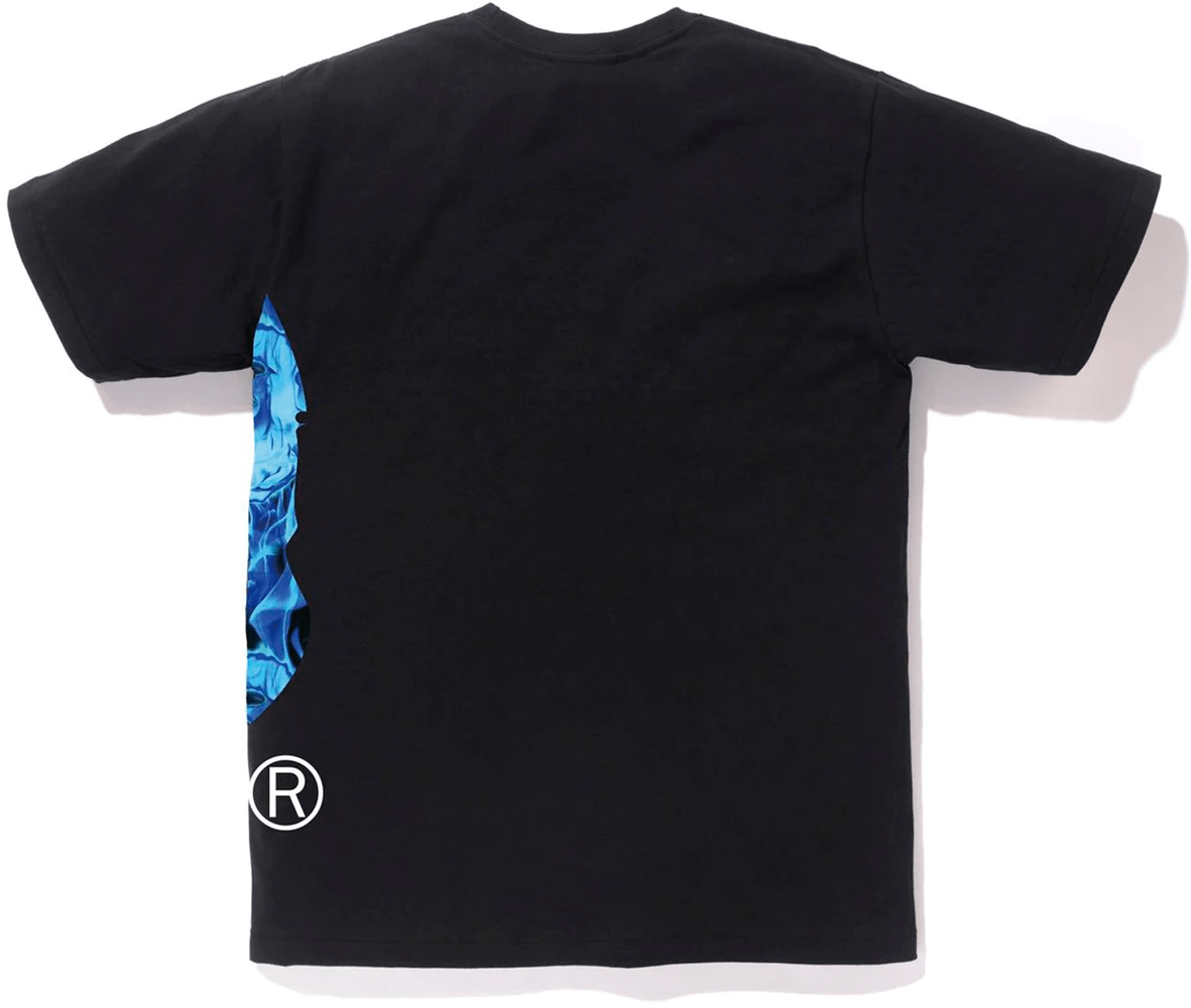 Áo Bape Flame Side Big Ape Head Tee Black Blue - Ảnh 2