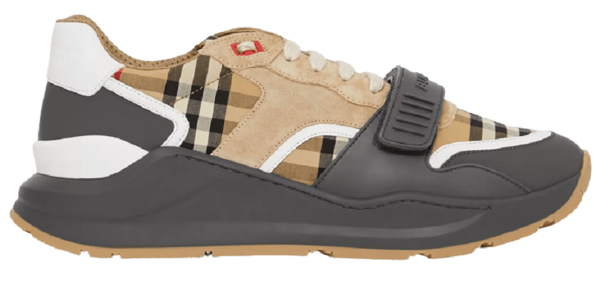 Giày Burberry Vintage Check Suede Leather Grey Beige 80310981